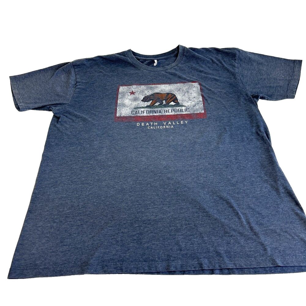 California Republic T-Shirt Men’s Size XL Graphic Flag Bear Death Valley Blue